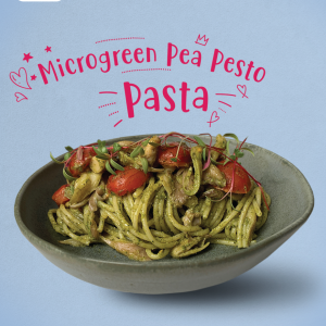 Microgreen Pea Pesto Pasta Recipe